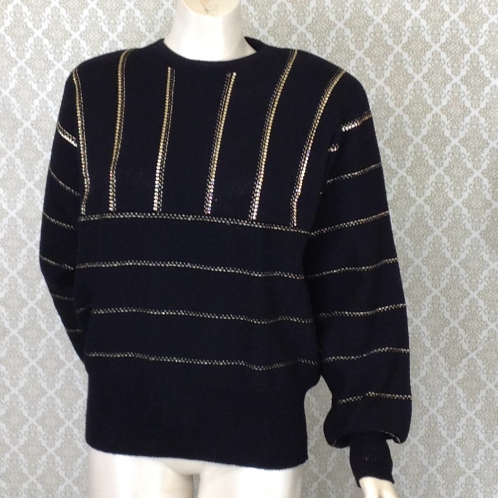 VTG Aya Bendat Wool /Blend Black / Gold Details